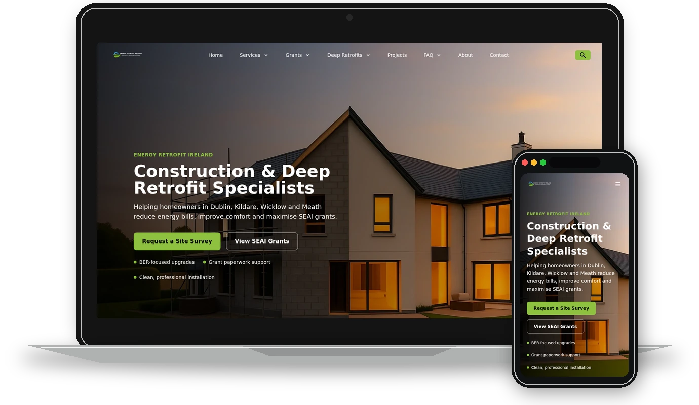 Custom website and admin system mockup