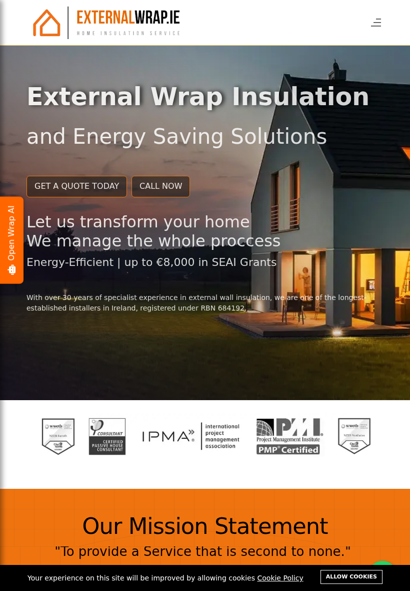 ExternalWrap.ie homepage iPad preview
