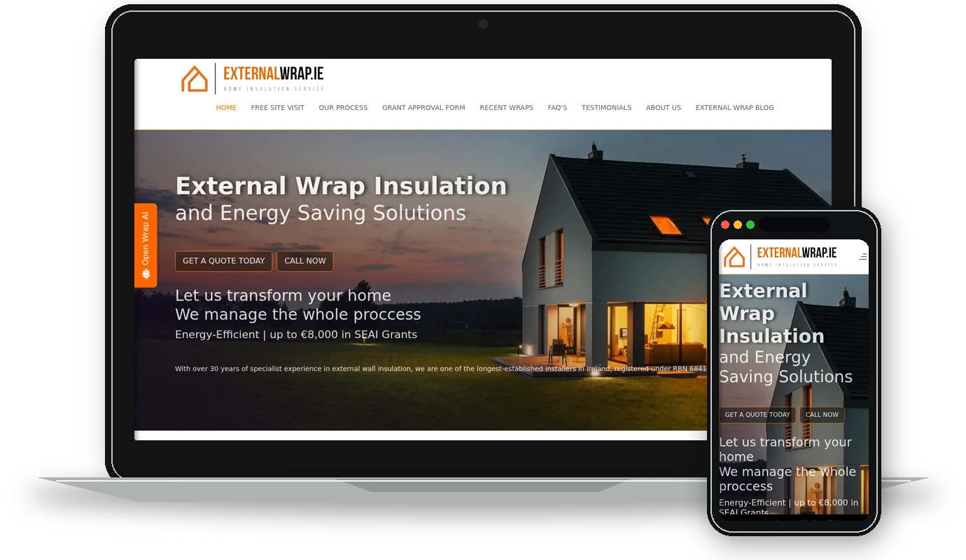ExternalWrap.ie website desktop and mobile mockup