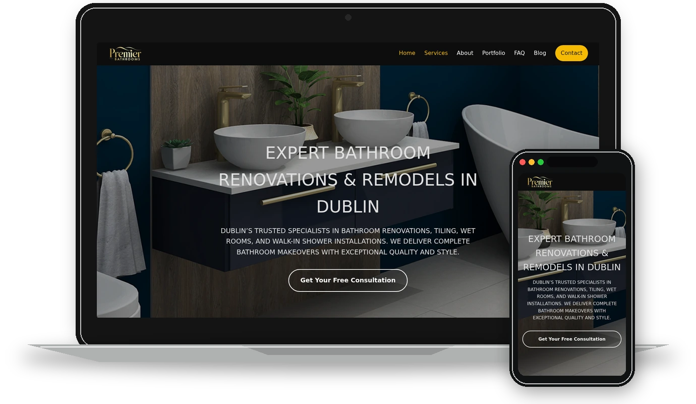 First Website Launch package example shown on desktop and mobile